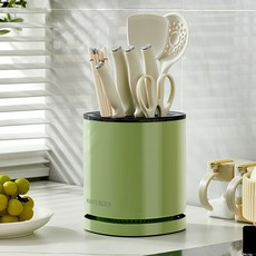 메오 360도 회전 통풍 물빠짐 칼보관 수저통, 그린, 1개