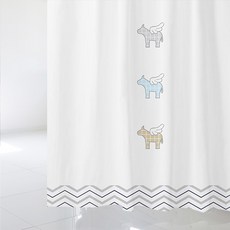 北歐風浴簾 sc233+塑膠掛鉤 12入+白色掛桿組合, 混色