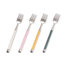 博根 卡拉甜點叉4件組, 1組, 白色+粉色+黃色+橄欖綠色