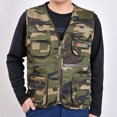 Oddypass 男款戶外多口袋野戰釣魚工作背心, 深色迷彩