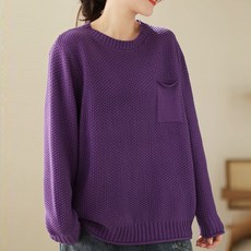 포플러앤씨 여성용 에밀로 와플 라운드 니트