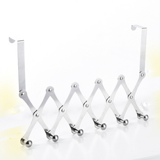 善用空間門後6孔掛勾 2入 + 掛鉤組, 1套, 銀色(掛勾), 透明(掛鉤)