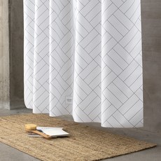 OneSevenNine 復古簡約布質浴簾 對角編織, 1個, 斜線條