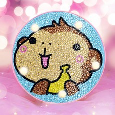 兒童寶石十字繡LED氣氛燈DIY, 20香蕉與猴子, 1個