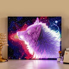 ARTJOY DIY LED 畫布款鑽石畫 40 x 50 cm, 1個, 銀河狼