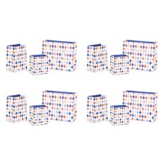마켓감성 포인트 패턴 휴대용 종이 가방 3종 x 4p 세트, 격자