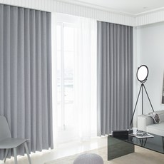 DECOZIO Shadow 雙面雞眼遮光窗簾 2入, 淺灰色