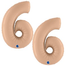 GRABO 銀箔氣球 大號數字6, 2個, 拿鐵