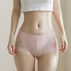 우일 여성용 자카드 섹시 레이스 면 맥시 팬티 304 2p