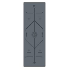 YUNMI 體位線吸汗速乾印花瑜珈墊鋪巾 附收納袋, 深灰色, 1條