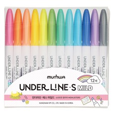 문화연필 언더라인S 마일드 파스텔 형광펜, 12색, 1개
