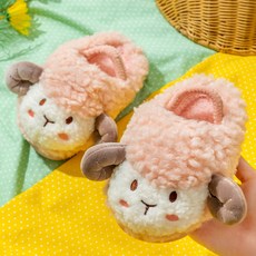 Uvely 兒童小羊造型保暖刷毛內裡毛絨拖鞋 UVJM