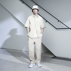 Mind Bridge 男款寬鬆短袖襯衫 MWWS31B1