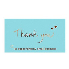 Michael 禮物感謝卡 金色薄荷卡3, 100件, 藍色 + 金色