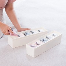 이즈리빙 칸칸칸 연결형 서랍 칸막이 속옷정리함 5칸 기본형, 아이보리, 2개
