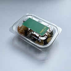 Tinapicnic 迷你2格一次性透明容器 + 綠色感謝貼紙套組, 20套, 一次性容器 + 貼紙