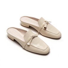 Aboutshoe 女款扭結繫帶穆勒鞋, 米色, 225