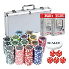 후니갬블 스타 클레이칩 300p + 알루미늄 실버케이스 + JPNAROYAL카드 2p + 구성품 세트, 혼합색상, 1개