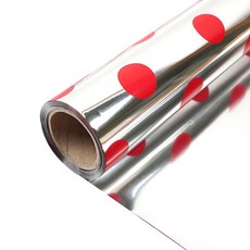 大圓點塑膠鍍膜包裝紙 中 37.5cm x 17m, 1個, 紅色