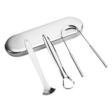 Goodfrap 不鏽鋼舌苔清潔器3件組 + 收納盒組合 銀色 130g, 1套