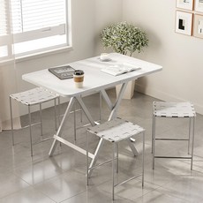 가구느낌 홈접이식 사각 철제 폴딩 테이블 1000 x 800 x 740 mm, 화이트 + 화이트
