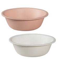 MONACO OLIVE La Pastel 圓形臉盆大型2件組, 白色, 粉紅色, 1套