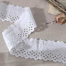 新甜豌豆棉質刺繡蕾絲 白色 180公分 2入, 2個