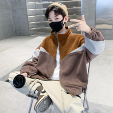 오렌지다몸 남아용 삼색 후리스 백로고 집업