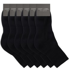 COZY LABEL 男款運動網眼雙層緩震中筒襪 6雙, 黑色