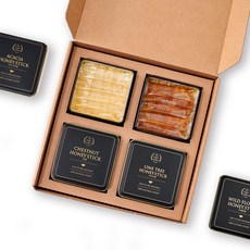 HONEY BY HONEY 蜂蜜隨身包禮盒組 洋槐蜂蜜+野花蜂蜜+椴樹蜂蜜+栗子蜂蜜 150g+提袋, 1組