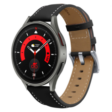 Ruareubeul 三星 Galaxy Watch 相容皮革錶帶 黑色 適用於Galaxy Watch7/FE/6/6 Classic/5/5 Pro/4/4 Classic/3/Active2 20mm, BLACK, 1個