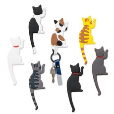 the100% 喵喵拳造型磁吸式多功能掛鉤 7入組, 黑、白、灰、黑+白、藤灰、藤黃、斑點棕, 1組