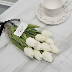 EPLYN 感性風人造鬱金香花束 10支組, 白色, 1把