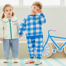 mollimelli 兒童法式早晨格紋上下裝套組