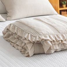 LYOCELL 花邊造型床墊毯, 淺褐色