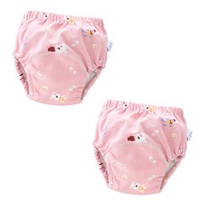 스타도어 유아용 큐트패턴 배변팬티 2p 세트, 핑크베어, 1개