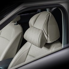 VENDICT 車用頭枕皮革頸枕 一體成形 VER2, 1個, 棉米色