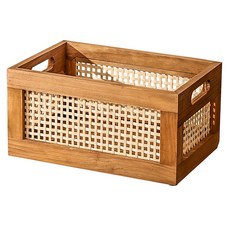 Mabso Shop 感性復古方形多用途藤編籃 RK1581, 4號, 1個