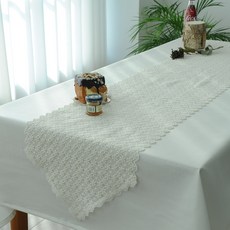 Haim&Haim復古刺繡花朵餐桌桌旗, 乳霜, 160 x 30 厘米