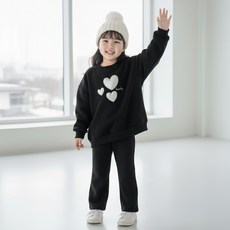 KIDSCOMO 兒童刷毛愛心球球上下套裝