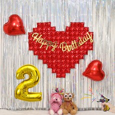 P&B UNITY 大愛心生日裝飾套組合輯, 1套, 數字款 紅色 2