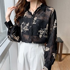 어썸풀 스논 시스루 블라우스