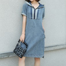 ATTERLIC 撞色連帽連身裙 00005, 丹寧