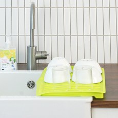 msliving 餐具瀝水盤, 綠色, 1層