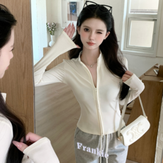 女神 女款跑步瑜珈健身基本款修身雙向拉鍊外套 YFH82