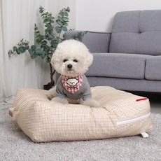 Redpuppy 寵物格子豆腐墊, 格子米色