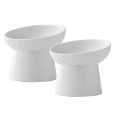 DING DONG PET 寵物 Honey 斜口陶瓷碗, 白色, 2個