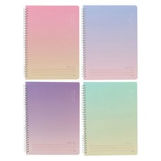 Pinkfoot 線圈作文練習本 4件組, 薄荷色、粉色、紫色、藍牙, 1套