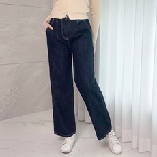 BBAEBBAE 女款刷毛大尺碼不褪色寬版基本牛仔褲