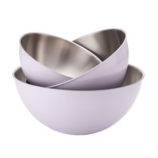 EDELKOCHEN 彩色不鏽鋼攪拌盆3件組 小+中+大 法國薰衣草, S 20 x 8cm + M 24 x 10cm + L 28 x 11.5cm, 1組